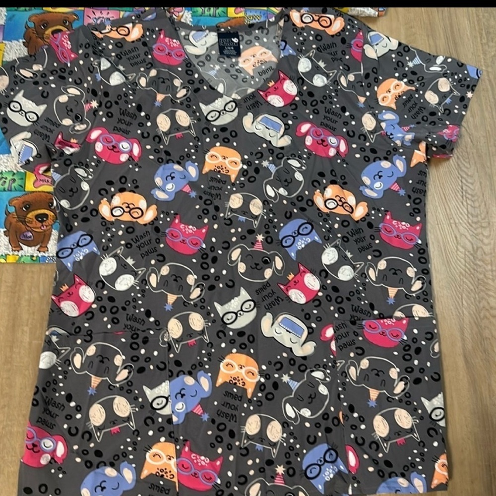 Gray Cartoon Print Women's Top